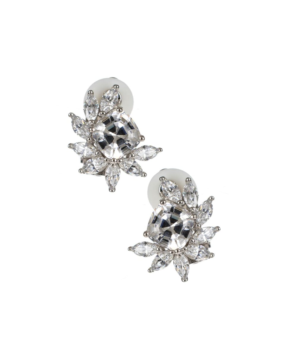 Cushion Cubic Zirconia Marquise-Trim Earrings